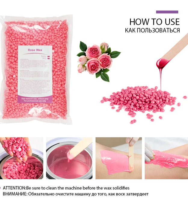 1000g Hot Film Painless Waxing Beads Depilatory Wax Beans Hard Wax Beans Heating Wax Machine Bikini Face Body Hair Removal