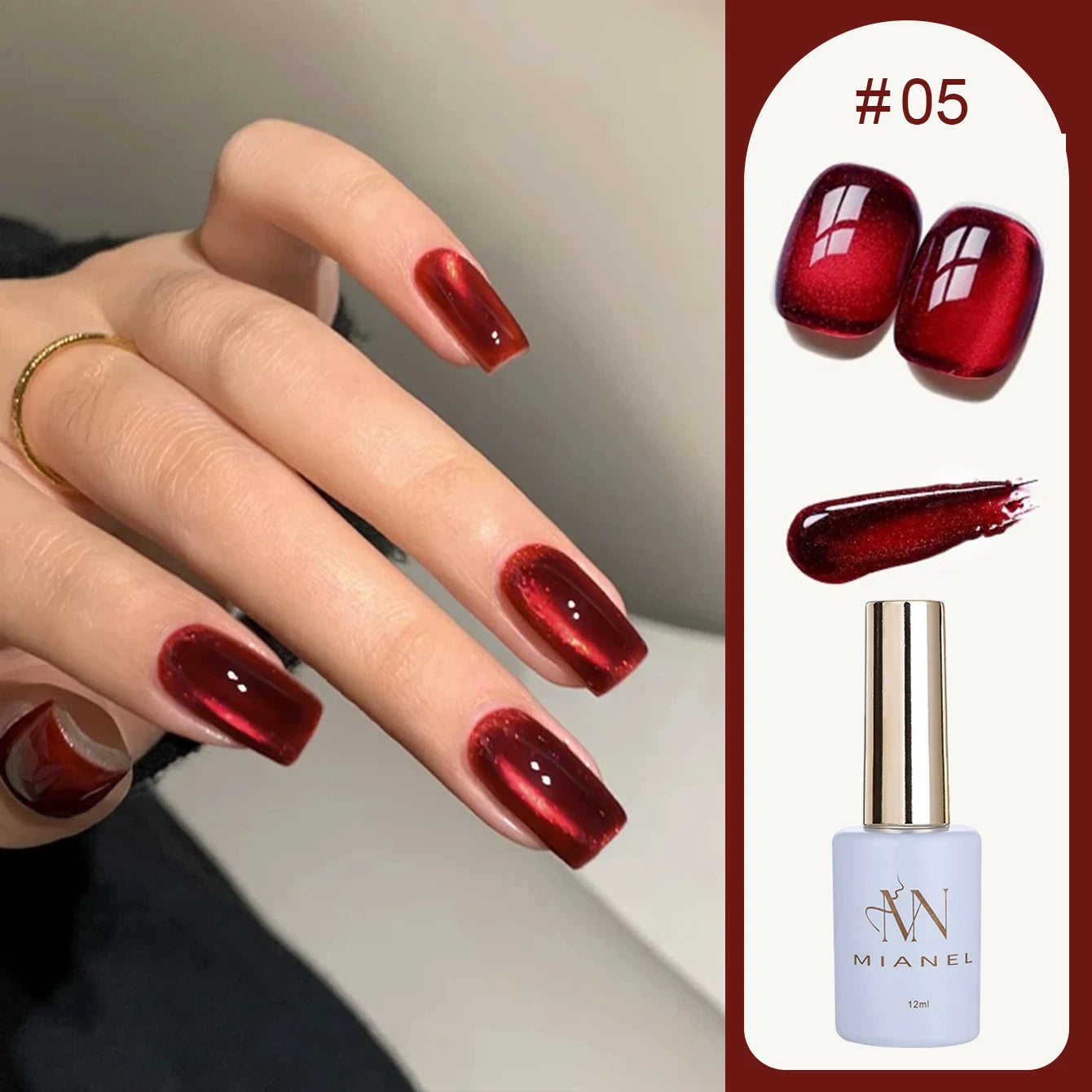 12ML 1-21PCS Winter And Autumn Whitening Red Glass Bead Cat Eye Magnet Gel Nail Polish Christmas Nails Nail Set Nail Art