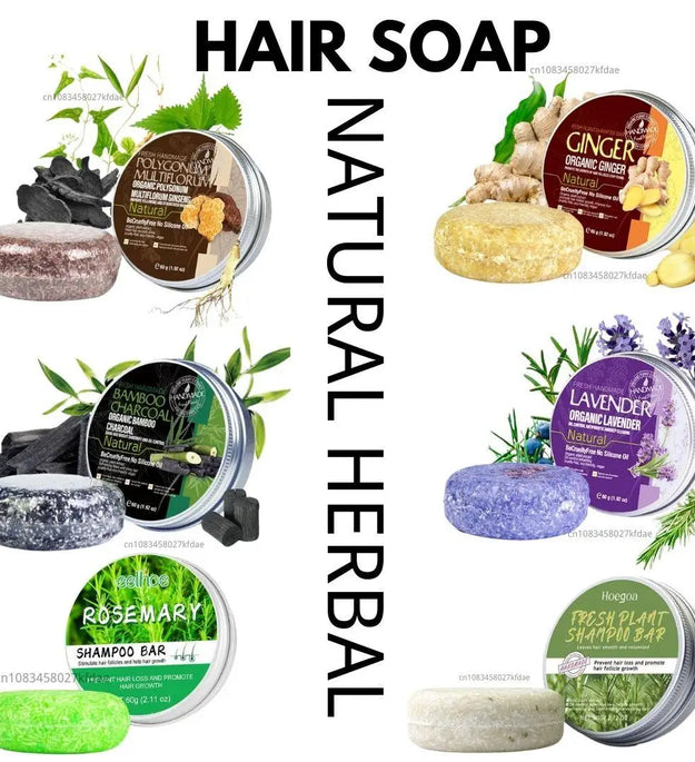 Rosemary Shampoo Soap Ginger/bamboo/lavender/Polygonum Multiflorum Deep Cleansing Soap Bar For Treated Dry Damaged Hair Care - BlissFully