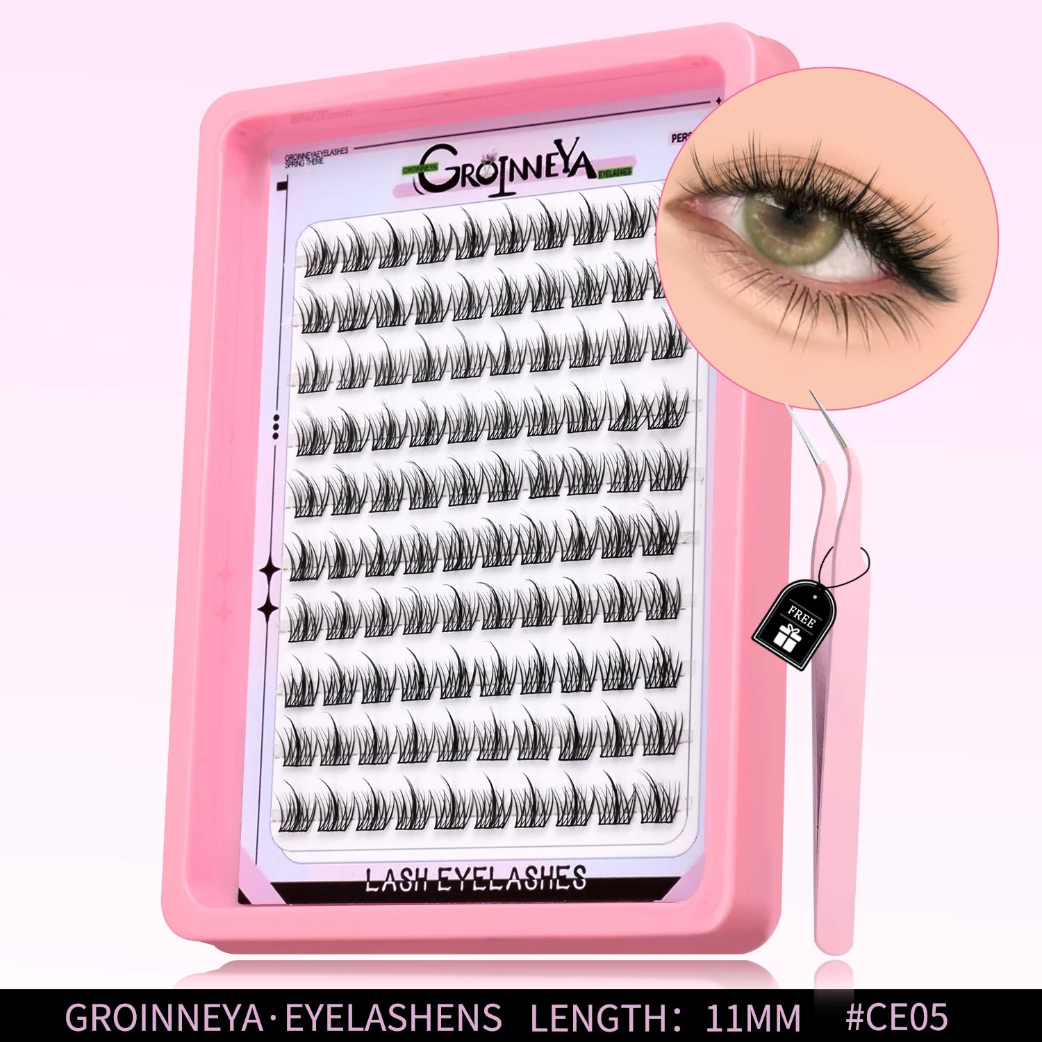 GROINNEYA Natural Cluster Lashes Manga Lashes Soft Cross Wispy Individual Cluster Eyelashes Extension Makeup