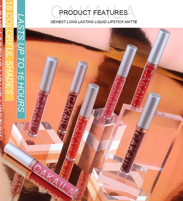 CAKAILA 6-Color Lip Gloss Lipstick Set Liquid Matte Velvet Matte Women's Makeup Long-lasting Waterproof Non-stick Cup Non-fade