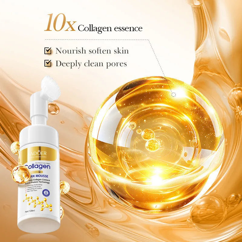 SADOER Collagen Facial Cleanser for Anti Wrinkle Deep Cleaning Mousse Nourishing Moisture Skin Care 120ml - BlissFully
