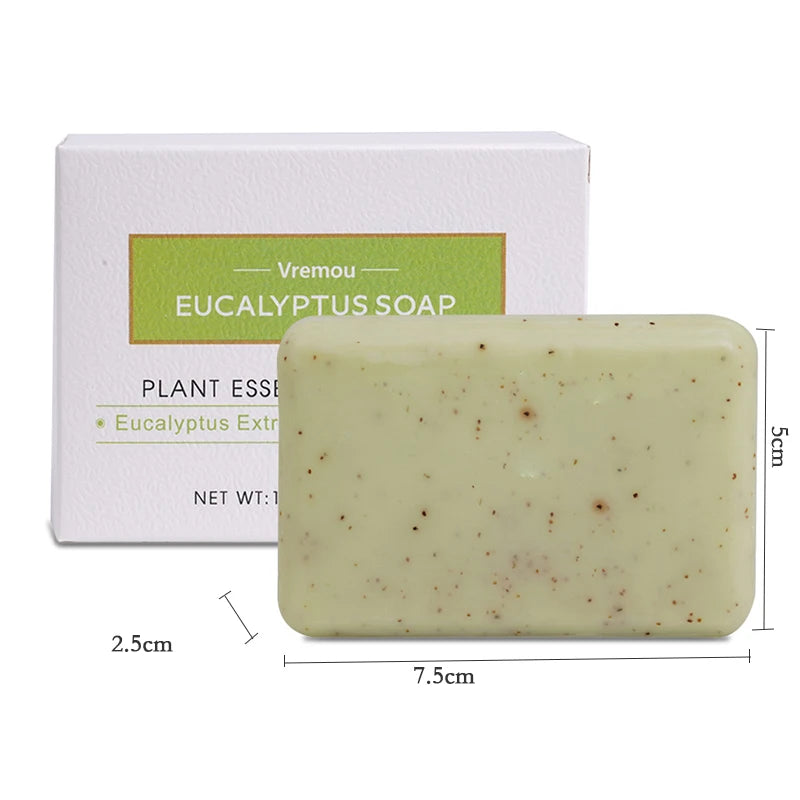 1Pcs/5Pcs Eucalyptus Soap, Male And Female Cleansing Body Bath Fragrance Soap, Exfoliating Cream Granule Essential Oil Soap