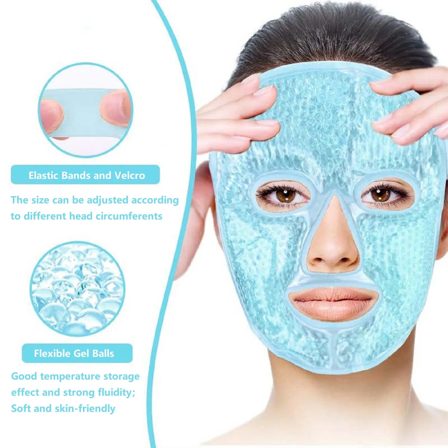 Full Face Massage Ice Mask Hot Cold Compress Gel Cooling Ice Face Eye Mask Facial Mask Face Eye Mask Ice Pack Sleeping Face SPA - BlissFully