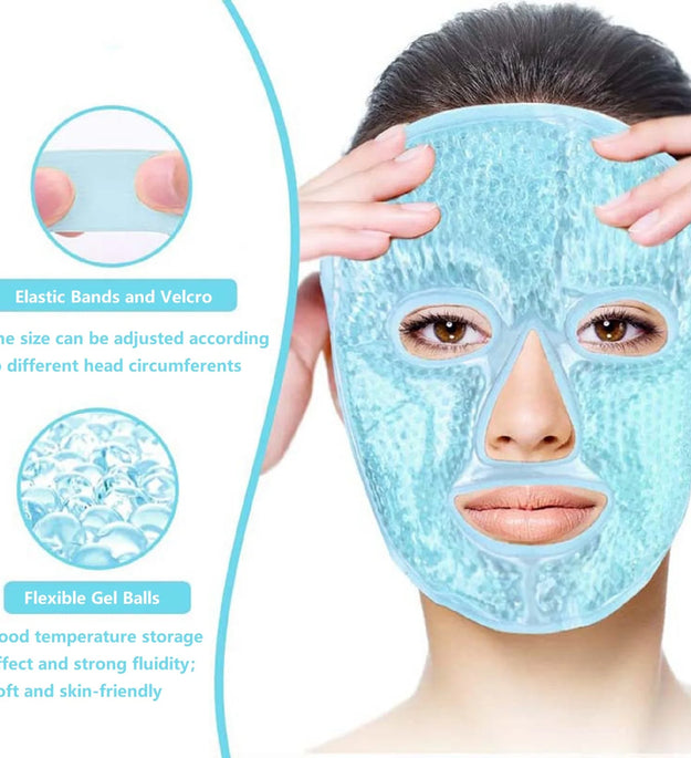 Full Face Massage Ice Mask Hot Cold Compress Gel Cooling Ice Face Eye Mask Facial Mask Face Eye Mask Ice Pack Sleeping Face SPA - BlissFully
