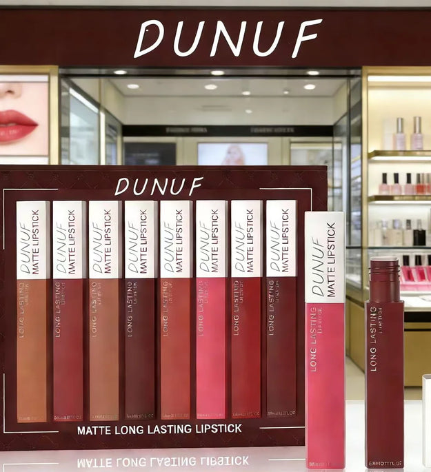 8pc/set Long-Lasting Lip Gloss Matte Waterproof Lipstick Lip Stain Non-transfer Highly Pigmented Nude Red Y2K Daily&Party Makeup