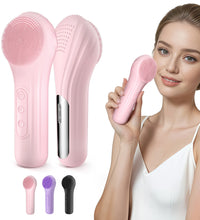 Electric Sonic Waterproof Facial Cleansing Brush Rechargeable Hot compress Deep Pore Cleaner Silicone Cleanse Skincare Device - BlissFully