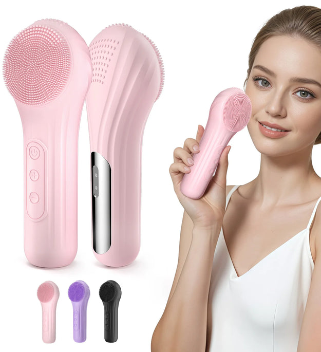 Electric Sonic Waterproof Facial Cleansing Brush Rechargeable Hot compress Deep Pore Cleaner Silicone Cleanse Skincare Device - BlissFully