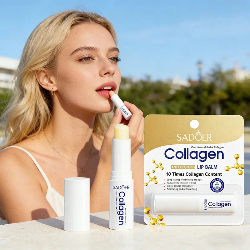 SADOER Collagen Lip Balm Moisturizing Anti Cracking Brightening  Repair Nourishing Hydrating Lipstick Lips Skin Care Products