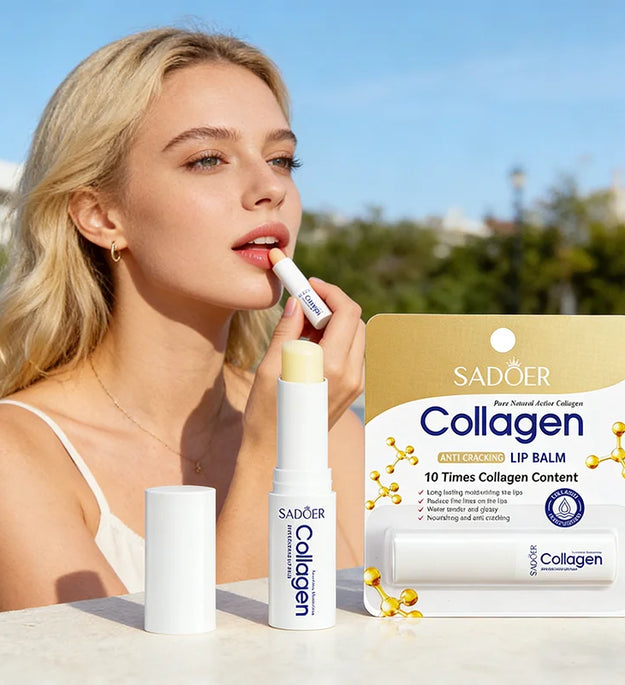 SADOER Collagen Lip Balm Moisturizing Anti Cracking Brightening  Repair Nourishing Hydrating Lipstick Lips Skin Care Products