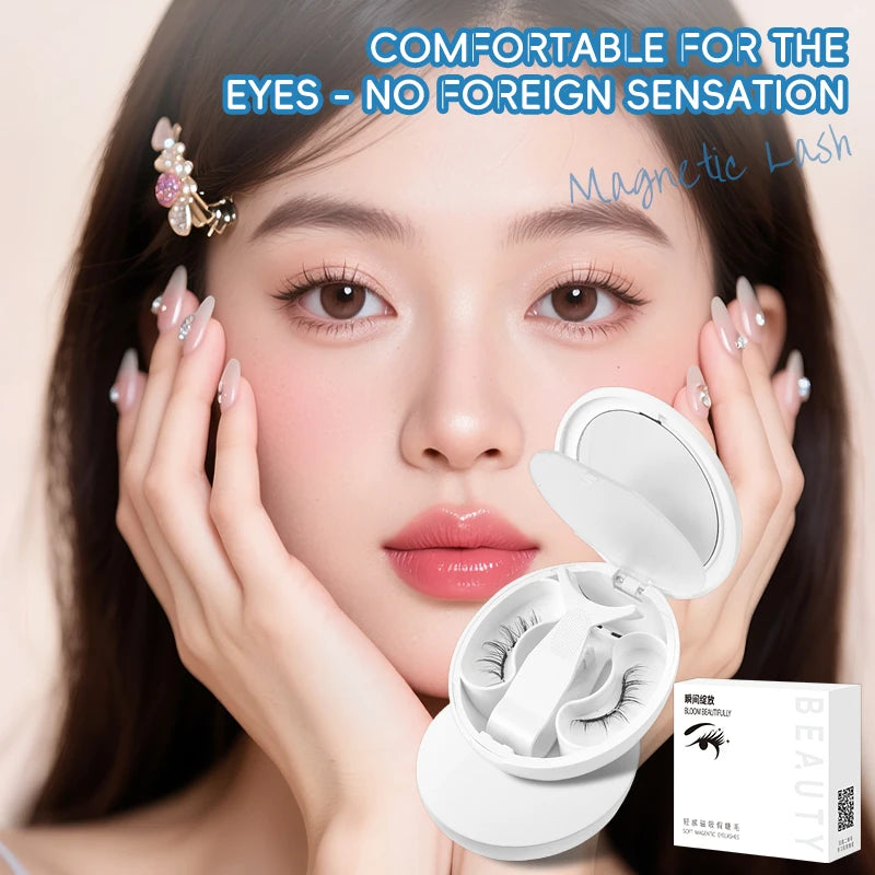 【 Soft Magnetic Eyelash Suction 】 New 2025 magnetic False Eyelash box with Korean style Little Devil Imitation mink fur