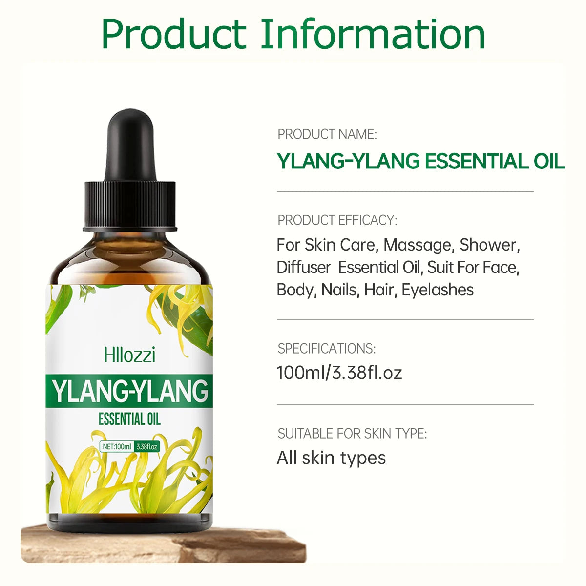 Ylang Ylang essential oil for massage, shower, skin care, diffusion, relaxation, aromatherapy, humidifier, candle making