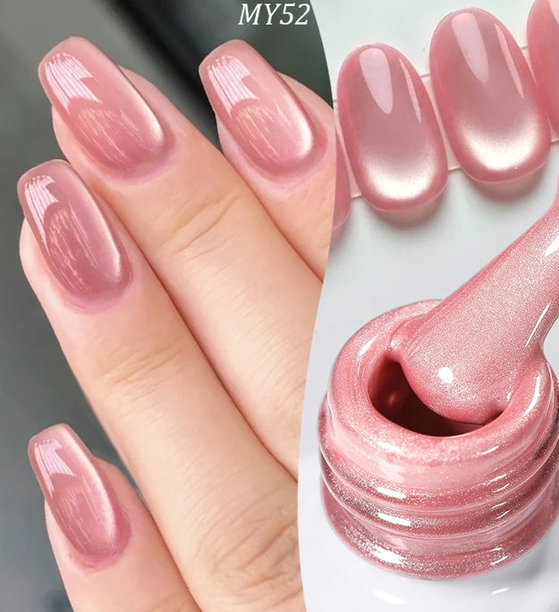 BORN PRETTY 10ml Pink Glass Bead Cat Magnetic Gel Nail Polish Spring Moonlight Jelly Crystal Semi Permanent Soak Off Manicure