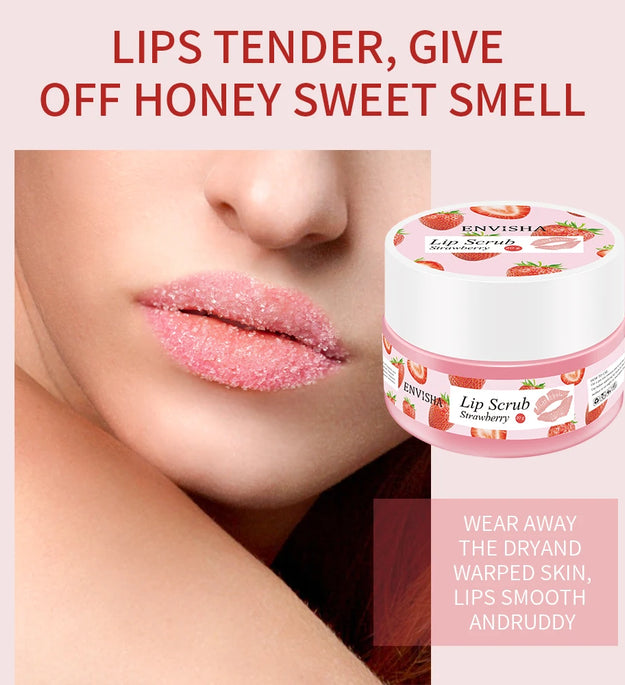 ENVISHA Moisturizing Nourish Strawberry Lip Care Scrub Balm Sugar Cream Exfoliating Repair Cleft Fine Lines Smooth Skin Care