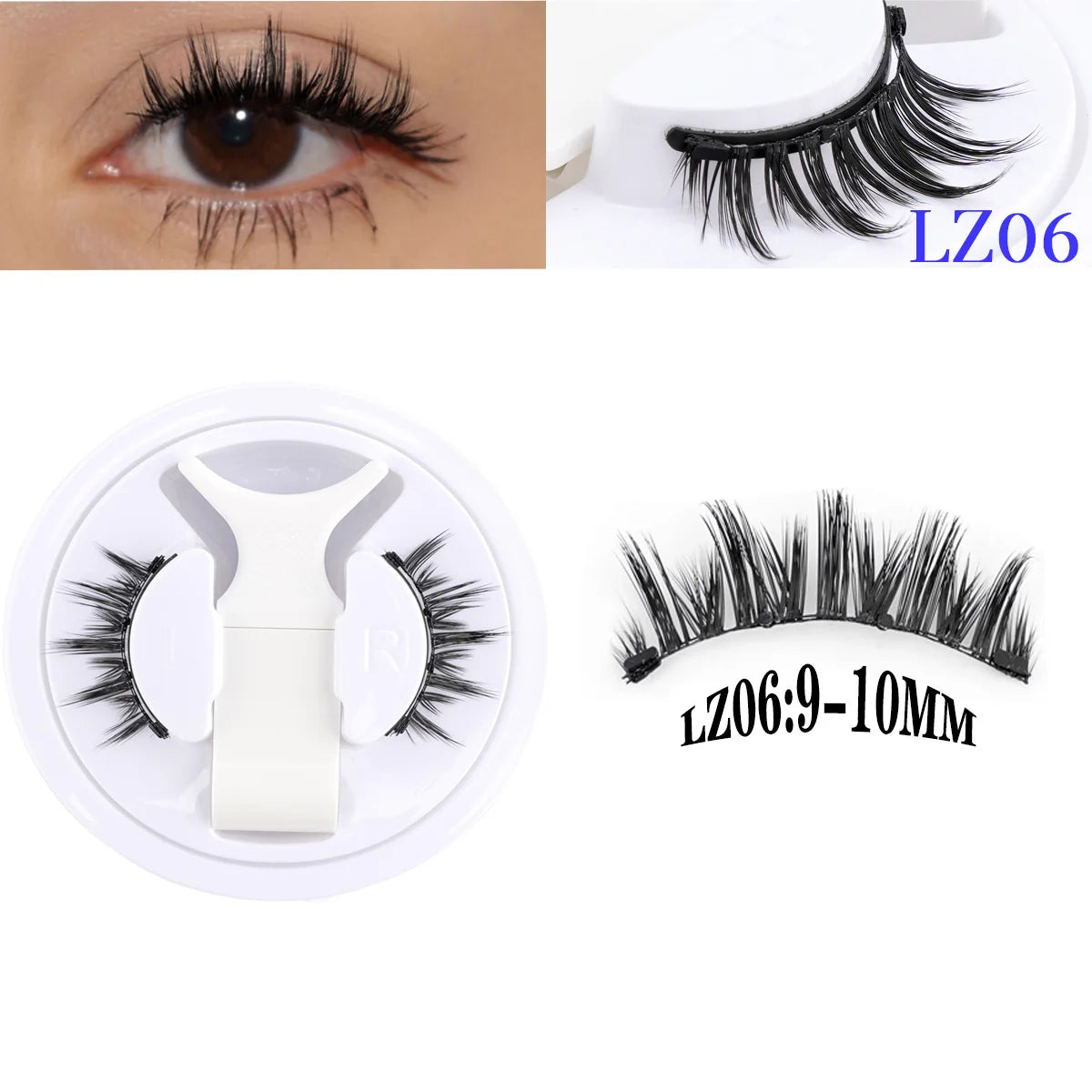 3D Fluffy Mink Magnetic Lashes Kit - 1 Pair Winged Anime Natural False Eyelash Extension No Glue Needed Magnet Band Makeup Tool