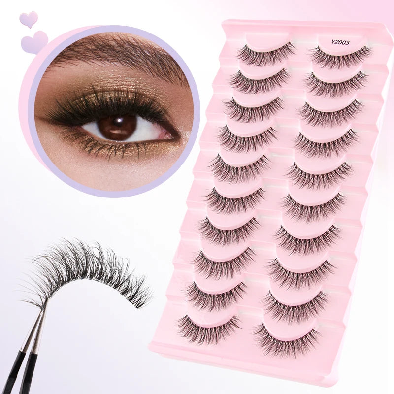 3/10 pairs Natural Lashes Mink Fluffy False Eyelashes Make up Tools Wispy Half Eyelashes 3D Cat Eye Eyelash Extensions Faux Cils