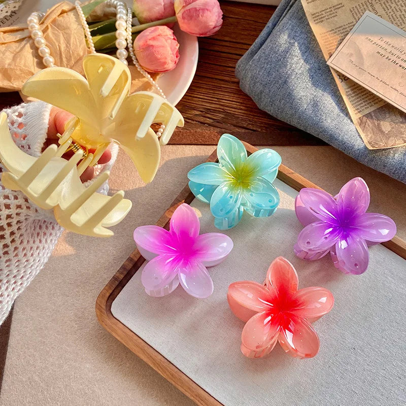 Five-petal flower Summer Super Fairy Vacation style frangeria Grab clip Shark Clip Acrylic flower hair grab hair accessories bac - BlissFully