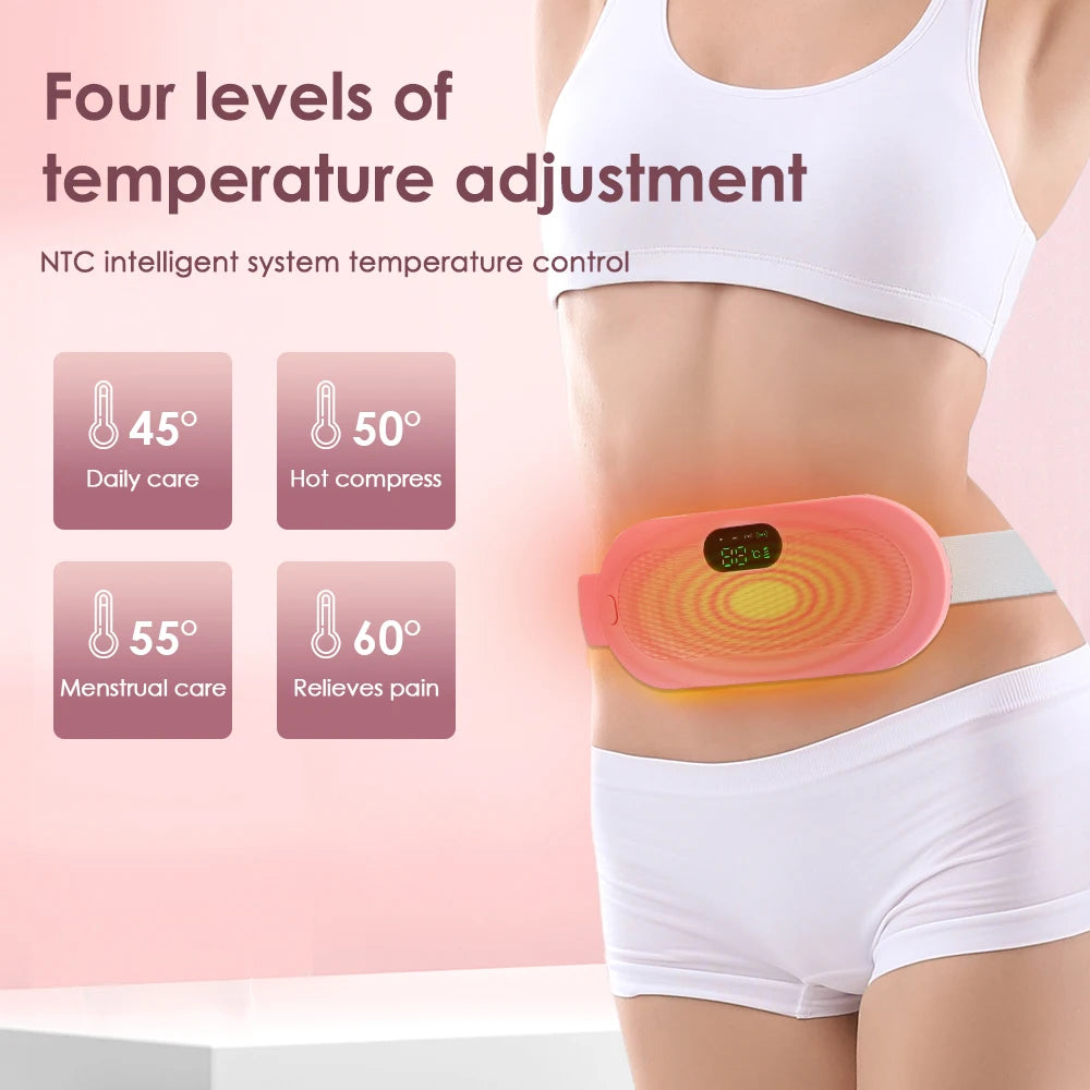 4 Modes Electric Menstrual Heated Pad Warm Uterus Belt Vibrating Waist Massage Period Cramp Warm Palace Waist Belt Massager
