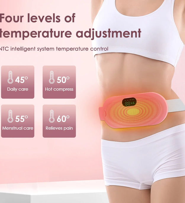 4 Modes Electric Menstrual Heated Pad Warm Uterus Belt Vibrating Waist Massage Period Cramp Warm Palace Waist Belt Massager