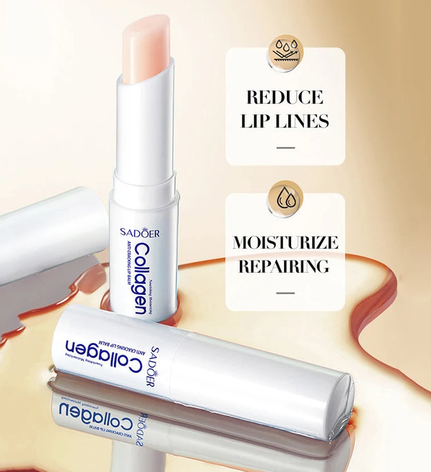 SADOER Collagen Lip Balm Moisturizing Anti Cracking Brightening  Repair Nourishing Hydrating Lipstick Lips Skin Care Products