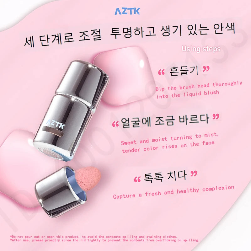 AZTK Blusher Color Face Makeup Rendering Liquid Blush JC04 Moisturizer Longlasting Beauty Expands Contracts Cheek Cosmetics