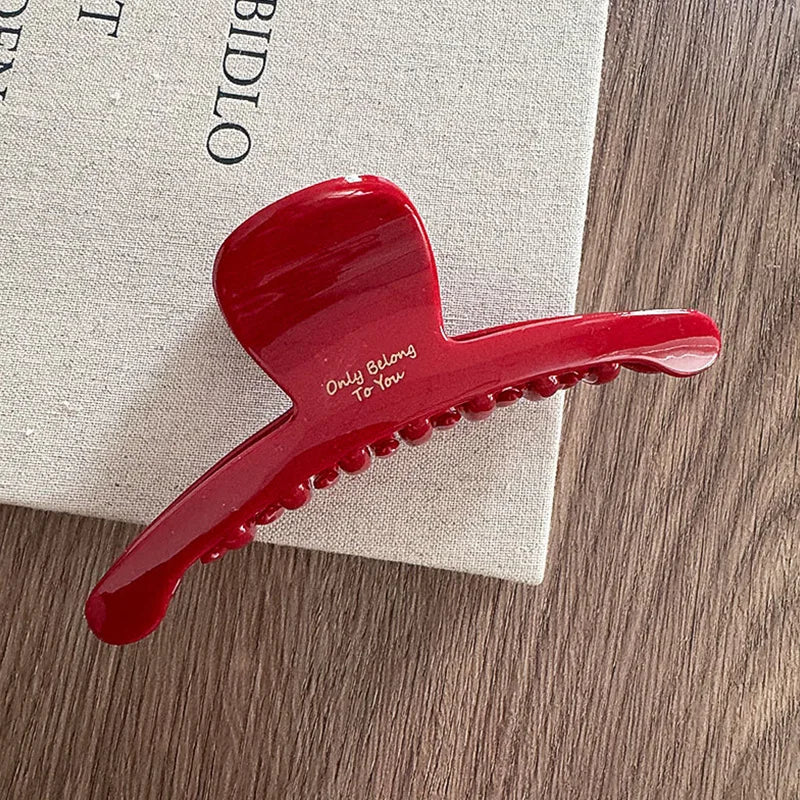 French Red Collection! Large Grip Letters Gold Label Back Head Updo Shark Clip Hair Accessories Headwear Hairpin Hair Claw