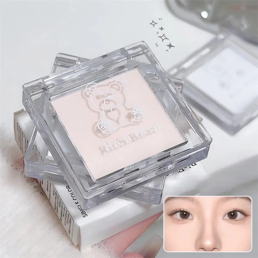 Matte Highlighter Powder in White-Natural 3D Brightening Eyeshadow Long-Lasting Eye Makeup Palette Brighten Face High Gloss