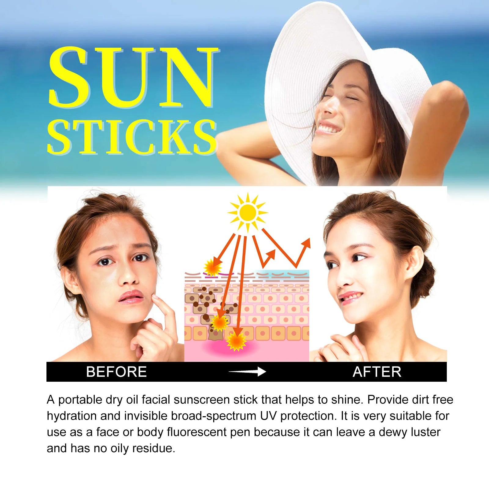 Spf50 Sunscreen for Face Facial Body Skin UV Protective Oil-Control Moisturizing Sun Block Refreshing Waterproof Sunscreen Spray