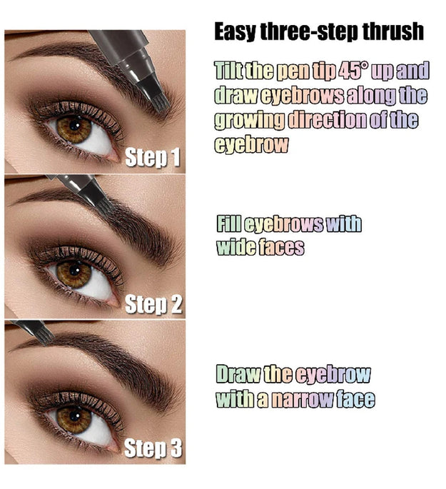 Waterproof Eyebrow Pen, Microblading Eyebrow Pencil With 4 Split Head, Natural Looking Brows Makeup ( 5 Colors)