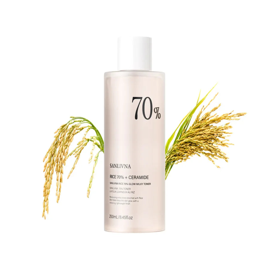 Rice Toner 70% Rice Extract Serum with Niacinamide, Rice Cleansing Foam, Deep Cleansing, Moisturizer for Dry Skin, Skin Care Set - BlissFully