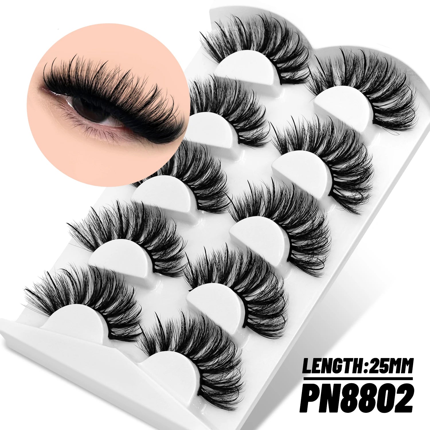 GROINNEYA Fluffy Eyelashes 3D Mink False Lashes Fluffy Soft Cross Manga Lashes Wispy Volume Mink Lashes Dramatic Makeup