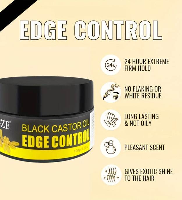 GZE African Black Castor Extra Hold Braid, Loc, Twist Gel, Tames Frizz & Edges, Coconut Oil Edge Control - BlissFully