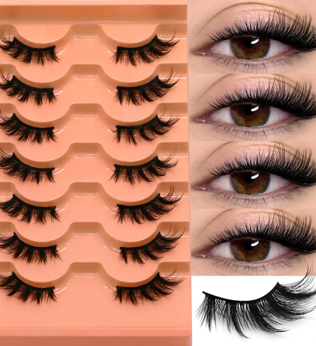 VELTRINAY Half Lashes Natural Cat Eye Eyelashes Wispy False Eyelashes 3D Volume Strip Natural Lashes Fake Eyelashes Makeup
