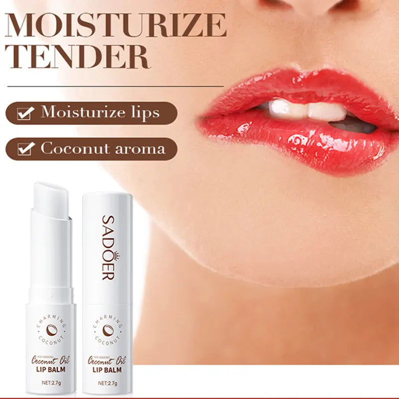 SADOER Coconut Lip Balm - Lasting Nourishment and Moisture for Men and Women - Daily Care Lip Balm