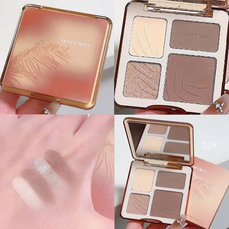 Sweet Mint Highlighter Contour Shading Powder Palette Makeup Matte Bronzer Highlight Glitter Brighten Face Blush Nose Contouring