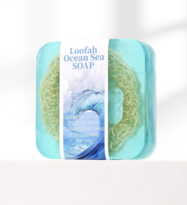 S+100g Sea Salt Loofah Soap Whitening Handmade Soap Face Body Wash Bar Loofah Soap