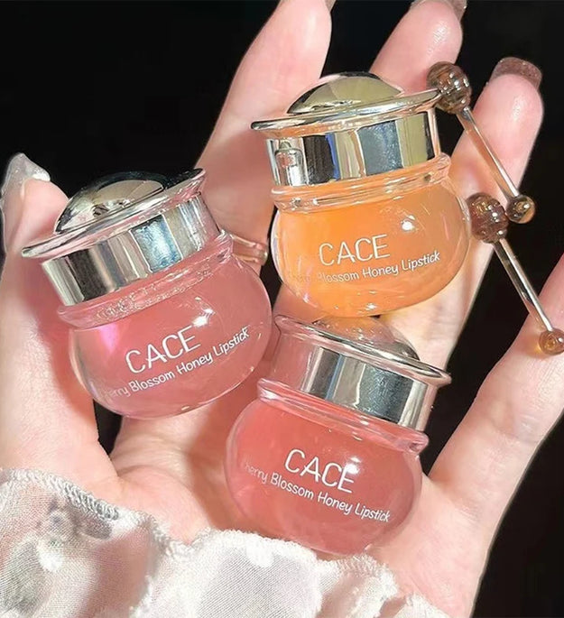 CACE Cherry Blossom Honey Lip Balm — Deeply Hydrating and Plumping, Water-Rich Glossy Finish, Non-Sticky,