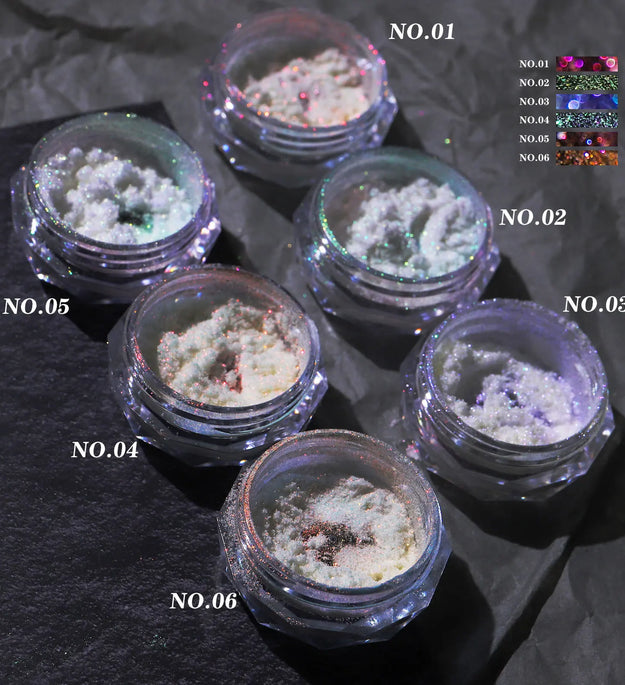 Nail Glitter Aurora Ice Transparent Laser Magic Aurora Rainbow Mirror  Gel Pigment Powder Chrome Nai Charm  Art Decoration Tools