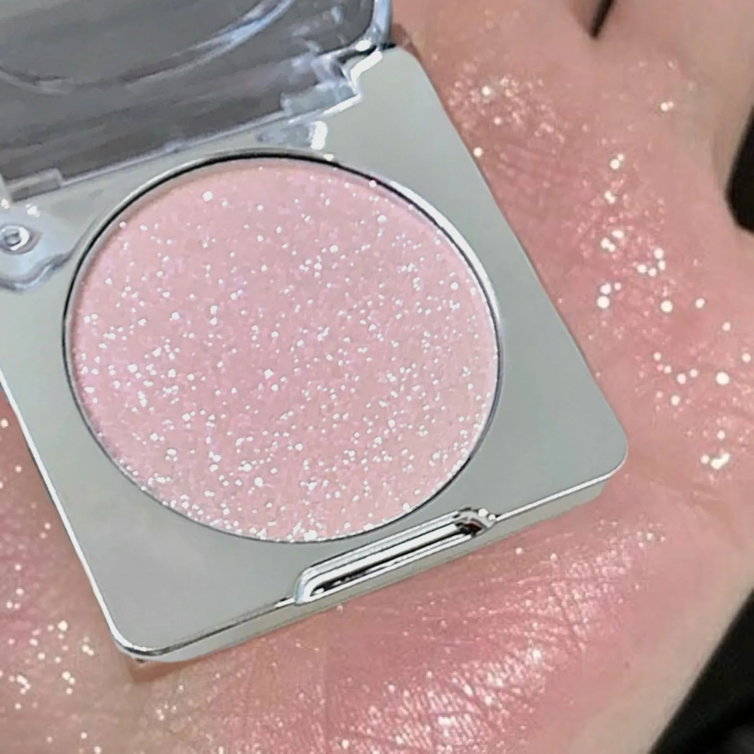 Glitter Highlighter Makeup Palette Pink Shiny Highlighter Palette Diamond High Gloss Powder Face Contour Crystal Brighten Makeup