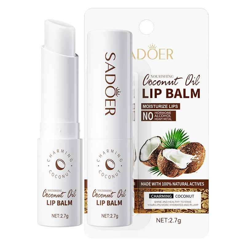 SADOER Coconut Lip Balm - Lasting Nourishment and Moisture for Men and Women - Daily Care Lip Balm