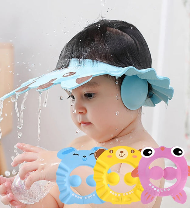 Baby Shower Soft Cap Adjustable Hair Wash Hat for Kids Ear Protection Safe Children Shampoo Bathing Shower Protect Head Cover