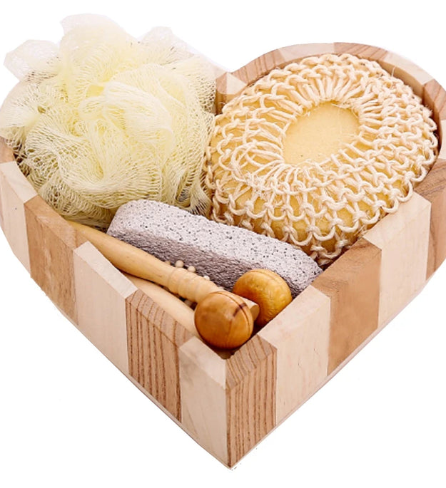 5 in 1 Women Man Girl Kid Baby Bath Show Spa Set Kit Gift Include Bath Tool Loofah Sponge Hair Brush Pumice Stone Foot File