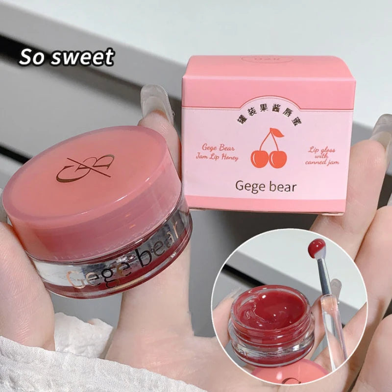 Gege Bear Jarred Jam Lip Gloss — Hydrating Water-Gloss Finish, Plumping Effect, Long-Wearing and Non-Transfer Formula for a Glas
