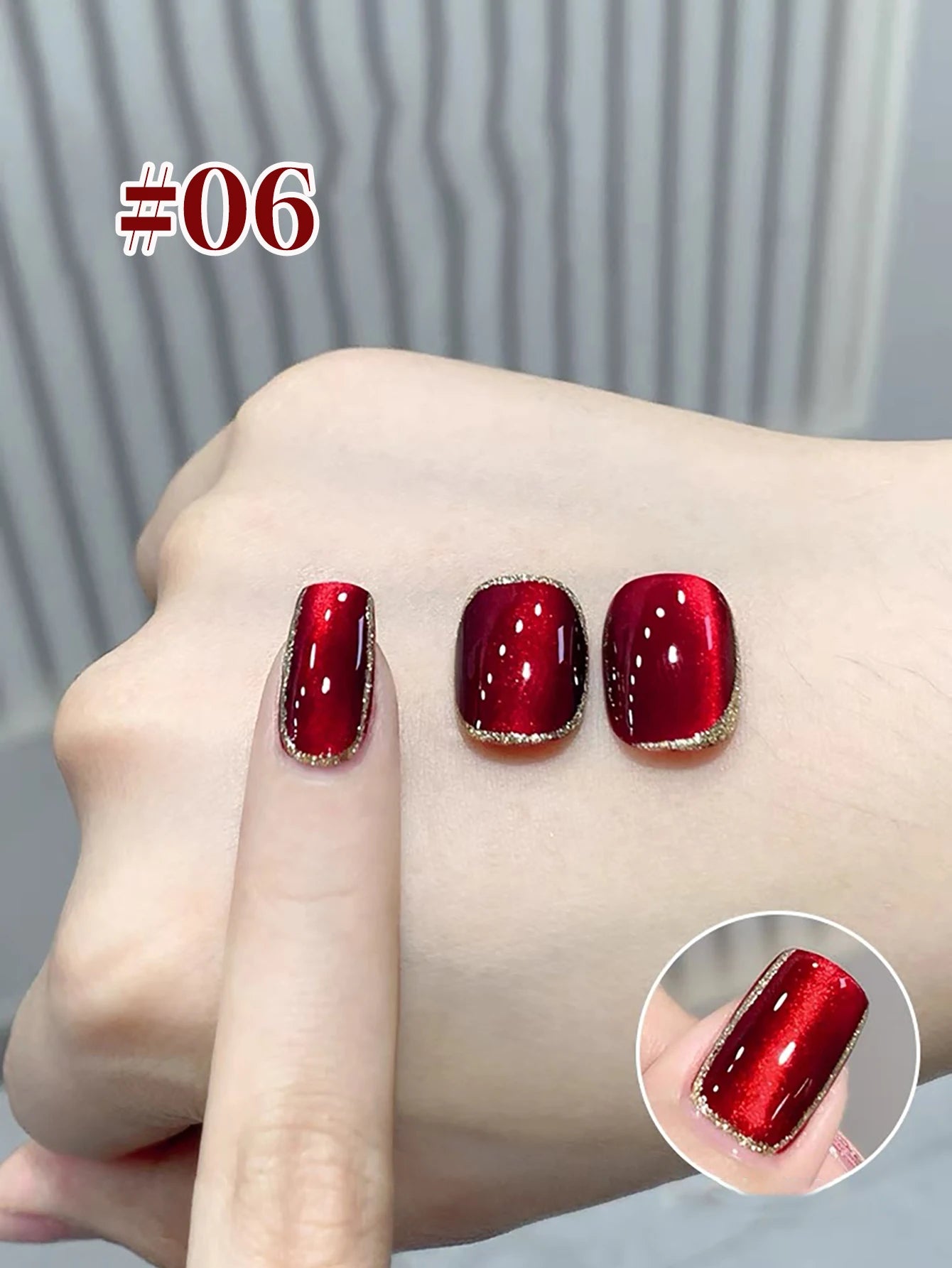 12ML 1-21PCS Winter And Autumn Whitening Red Glass Bead Cat Eye Magnet Gel Nail Polish Christmas Nails Nail Set Nail Art