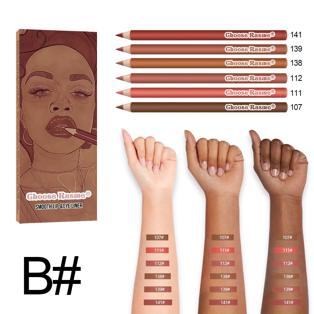 6pcs Lip Liner Pen 6 Colors Waterproof And Sweat-proof Not Easy To Fade Non-stick Cup Nude Lipstick Pencil SET