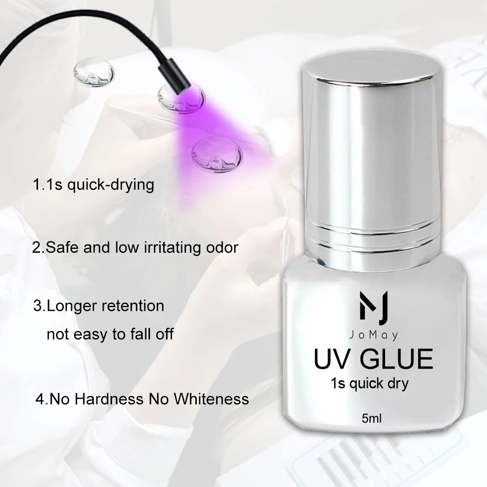 JOMAY UV Glue Lash Glue Extra Strong Eyelash Glue Extension Supplies UV Glue 5ML Waterproof Adhesive 3 bottles