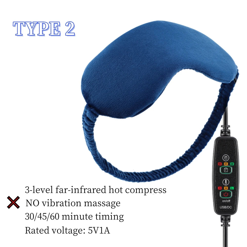 Hot Compress Eye Mask USB 6 Vibration Massage Dry Eyes Relief Heated Steam Eyemask with Remote Control For Sleeping Office
