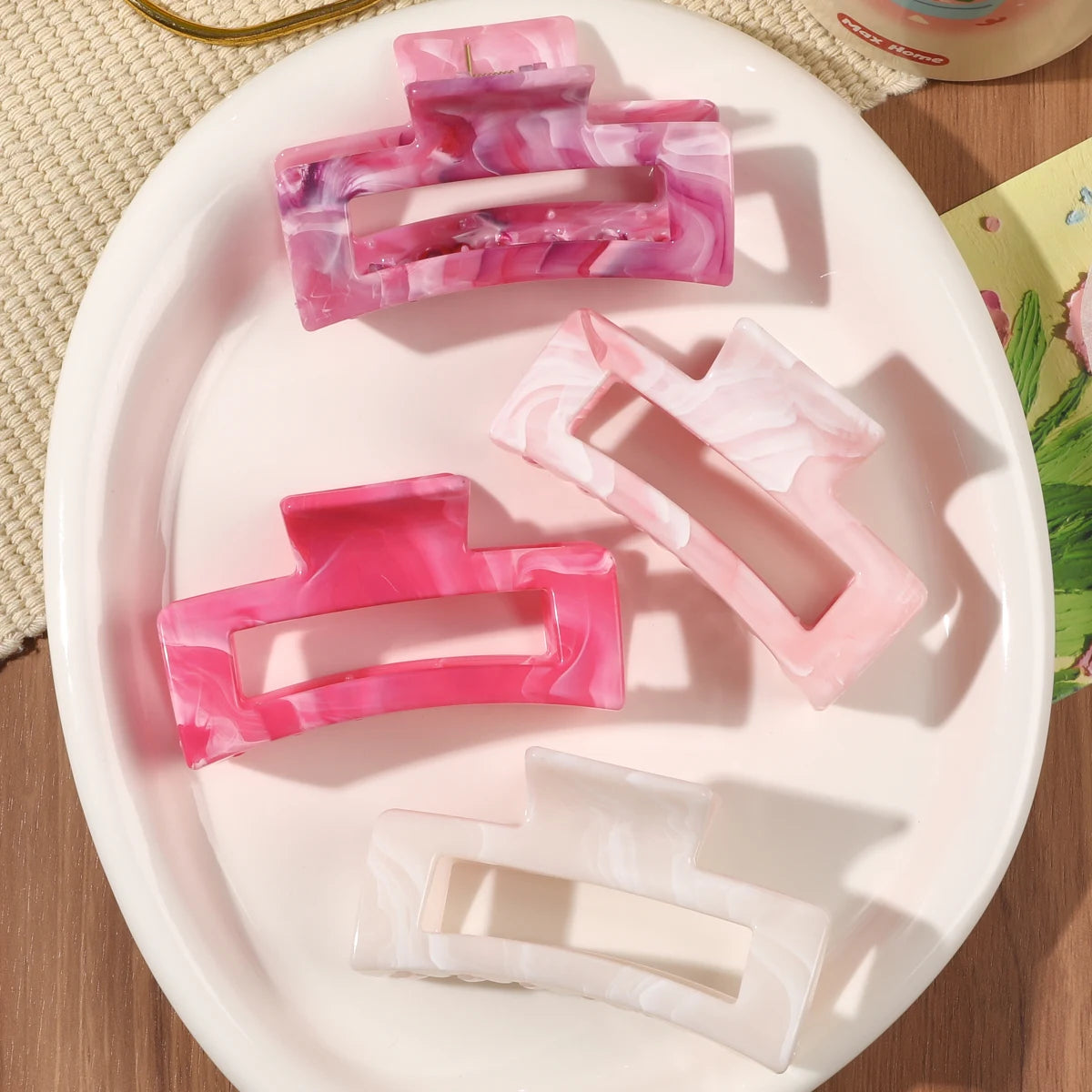 7 Pcs Big Hair Claw Clips 3.4" Non-slip Big Square Matte for Women Girls, Strong Hold Banana Clips for Thick Thin Hair - BlissFully