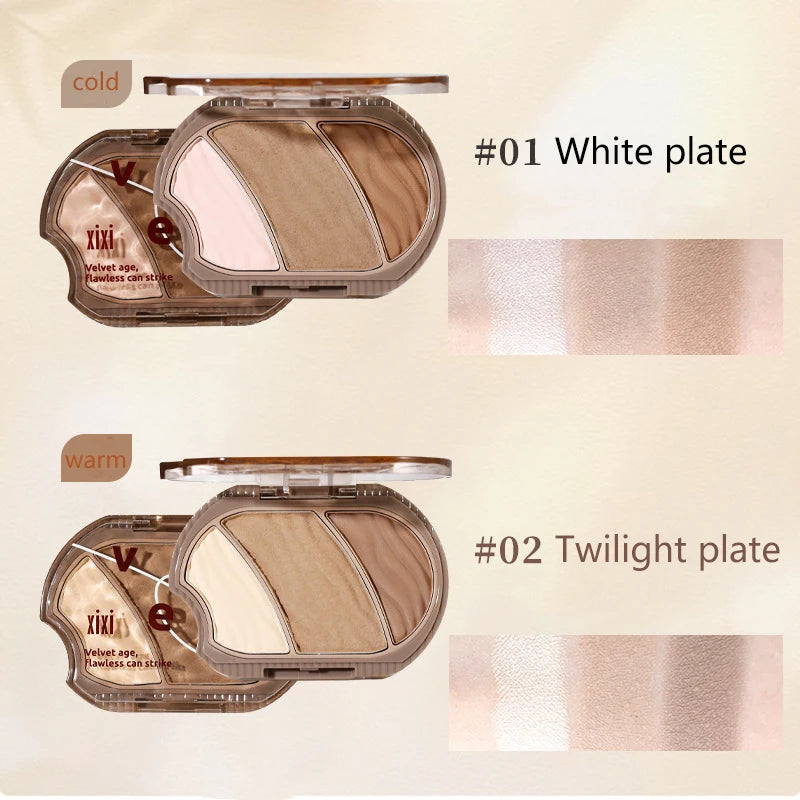 Matte Highlighter Contouring Palette Bronzer Makeup Grey Brown Shading Eye Nose Contour Natural Brighten Face Highlighter Powder