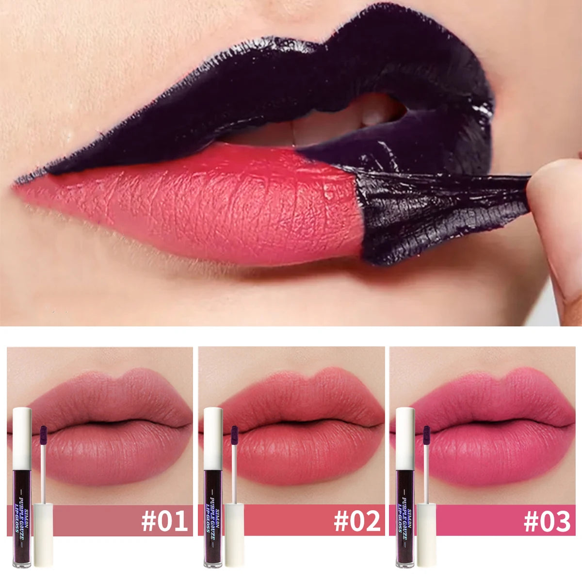 Tear-drop style lip gloss, water-resistant matte liquid lip color, rose pink, does not stick to the cup, quick-drying makeup
